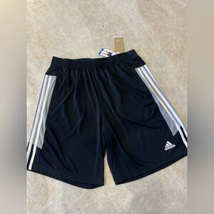 Adidas Men's Blue Shorts with White Stripes